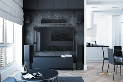 Interior Kitchen Living Room In Dark Color