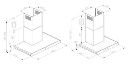 Oshxona davlumbazlarining o'lchamlari barcha fotosuratlar