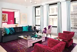 Living room interior crimson