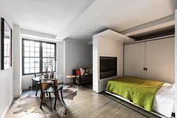 Yataq otağı ilə 36 kvadrat metrlik bir mənzilin dizaynı