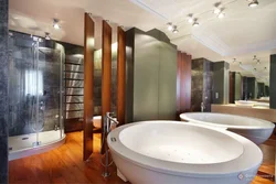 Round bathtub in the bathroom interior