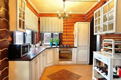 Kitchen in your wooden house with a window photo