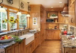 Kitchen in your wooden house with a window photo