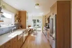 Long Kitchen Design With 2 Windows