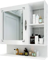 Bath cabinet with mirror and lighting photo