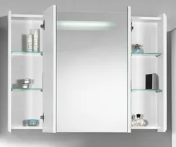 Bath cabinet with mirror and lighting photo