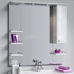 Bath cabinet with mirror and lighting photo