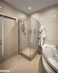 Shower next to the bath photo