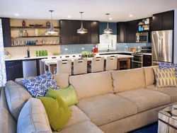 Sofas in the kitchen living room photo