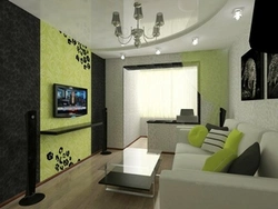 Design of a living room with a balcony in an apartment photo in panel
