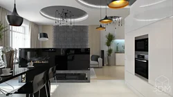 Kitchen living room interior in high style
