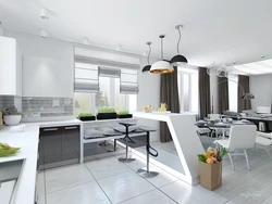 Kitchen living room interior in high style