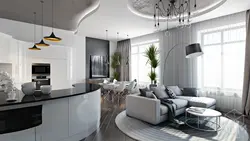 Yüksək üslubda mətbəx salonunun interyeri