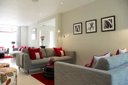Living room design red gray