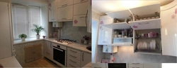 Photo of a kitchen in Brezhnevka with a column