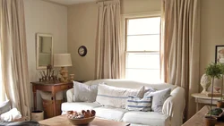 Curtains For The Living Room In Beige And Brown Colors Photo