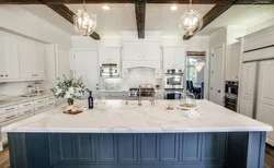 Blue marble in the kitchen interior