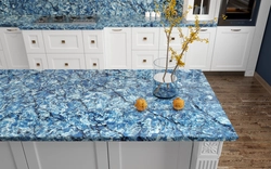 Blue marble in the kitchen interior