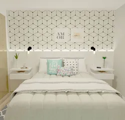 Bedroom interior wallpaper headboard