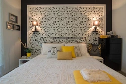 Bedroom interior wallpaper headboard