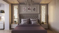 Bedroom interior wallpaper headboard