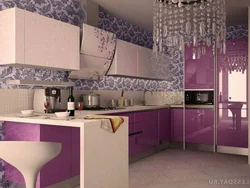 Kitchen design in modern style flowers