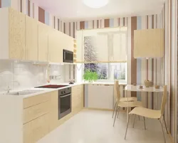 Beige kitchen design 9 sq m