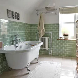 Tiles in the bathroom on half the wall photo