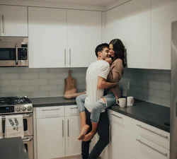 Passionate photos in the kitchen