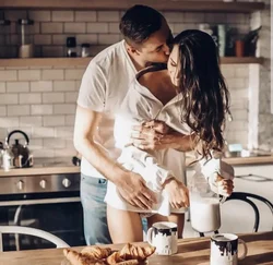 Passionate photos in the kitchen