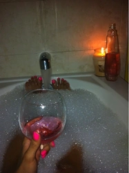 Champagne in the bathroom photo