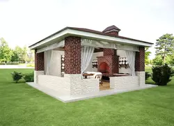 Дизайн летней кухни кирпичом