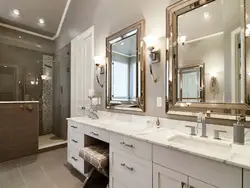 Bath Design With Large Mirror Photo