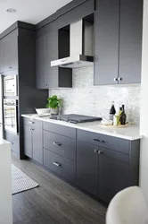 White Kitchen Design With Gray Floor