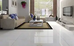 Glossy tiles in the living room interior