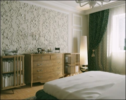 Photo Of A Wallpapered Bedroom