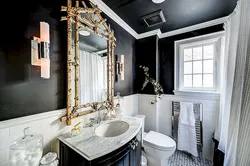 Bathroom interior with black ceiling