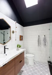 Bathroom interior with black ceiling