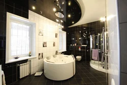 Bathroom interior with black ceiling