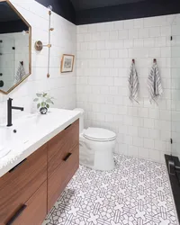 Bathroom interior with black ceiling