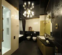 Bathroom interior with black ceiling