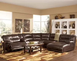 Leather upholstered furniture for living room photo