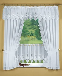 Curtains For The Kitchen Short Made Of Tulle With An Arch Photo
