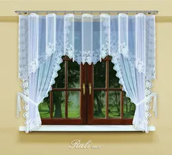 Curtains for the kitchen short made of tulle with an arch photo