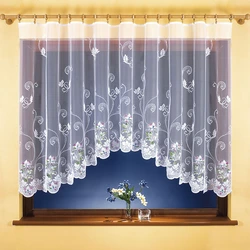 Curtains for the kitchen short made of tulle with an arch photo