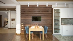 Wooden beams in the kitchen interior