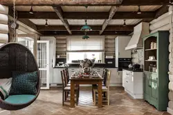 Wooden beams in the kitchen interior