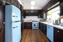 Brown refrigerator in the kitchen interior