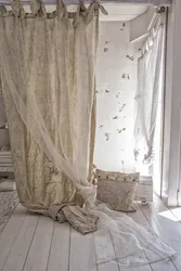 Тюль из льна в спальню фото