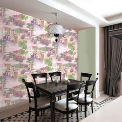 Accent wallpaper in the kitchen interior